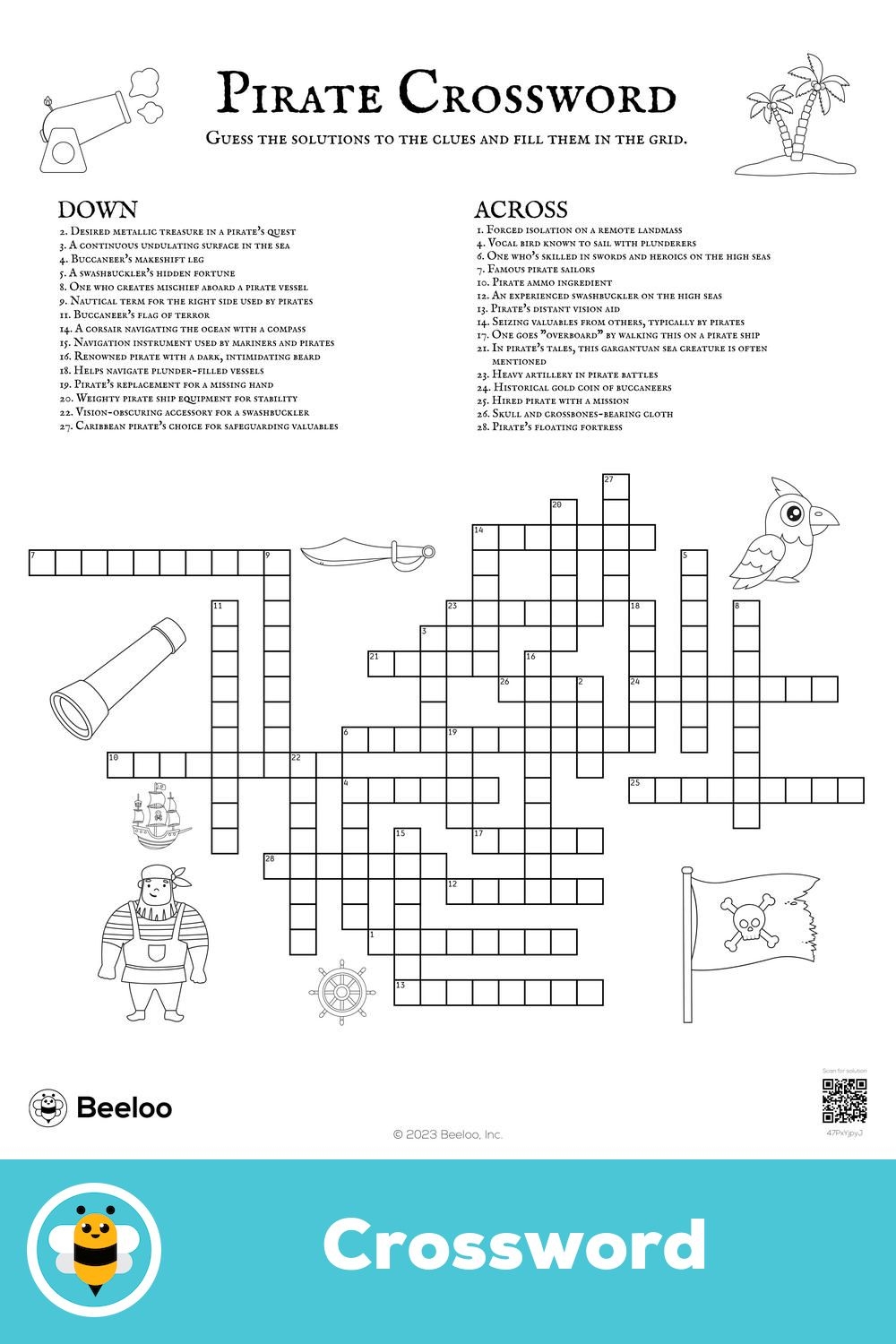 Pirate Crossword Puzzle