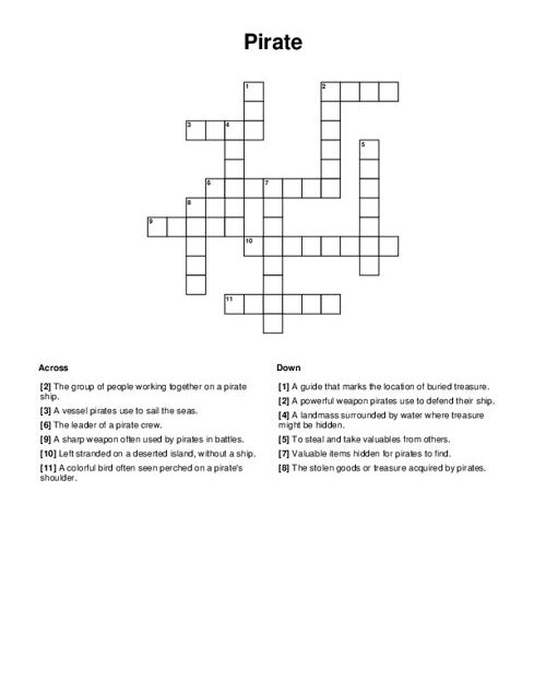 Pirate Crossword Puzzle