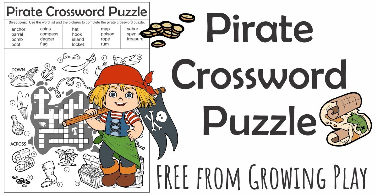 Pirate Crossword Puzzle Great For Pirate Birthday Parties Growing Play