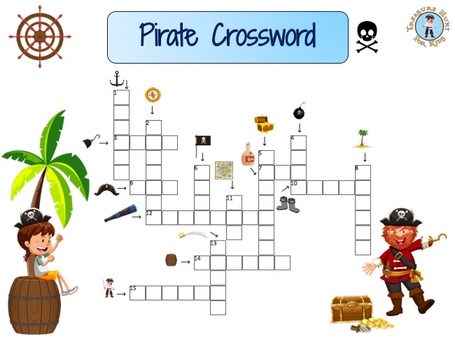 Pirate Crossword Puzzle With Pictures Answers Treasure Hunt 4 Kids