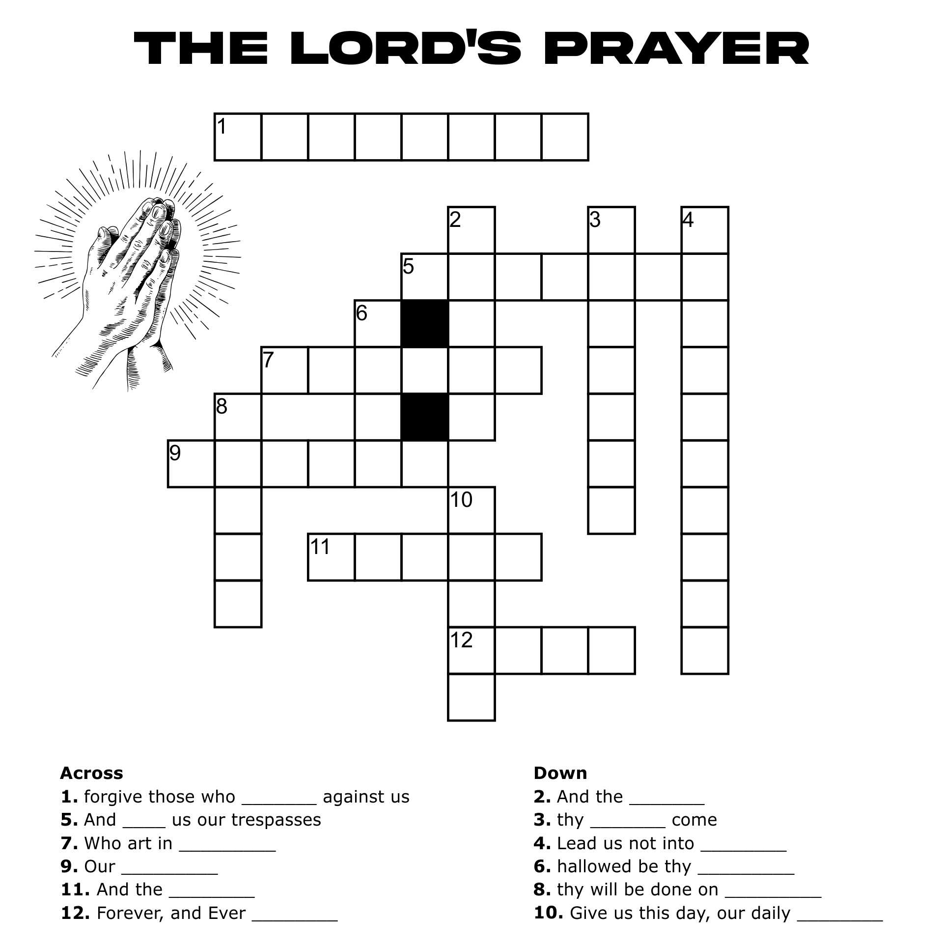 Prayer Crossword Puzzle 16 Free PDF Printables Printablee