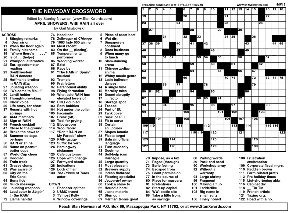 Premier Sunday Crossword Printable