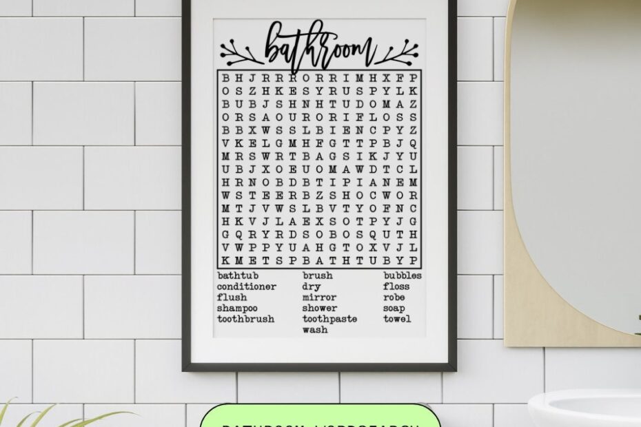 Printable Bathroom Crossword Puzzle Funny Bathroom Decor Etsy
