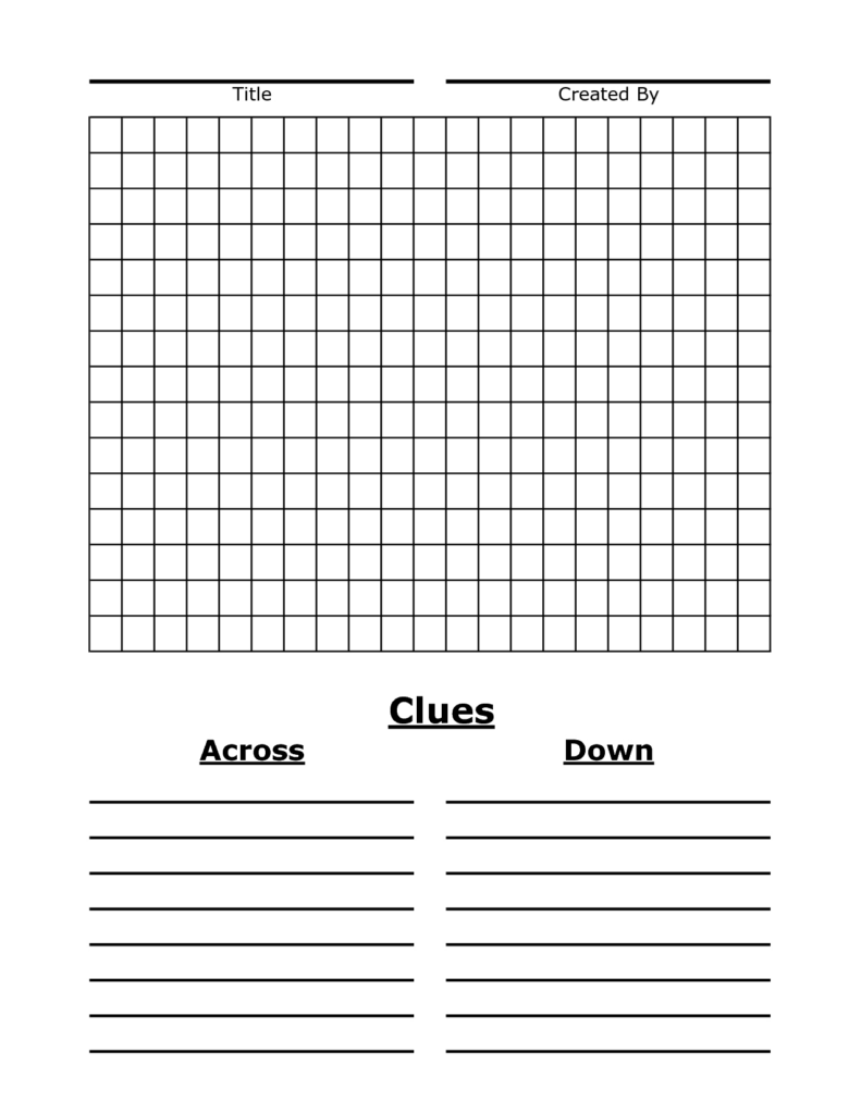 Printable Blank Crossword Grid Printable Crossword Puzzles James 
