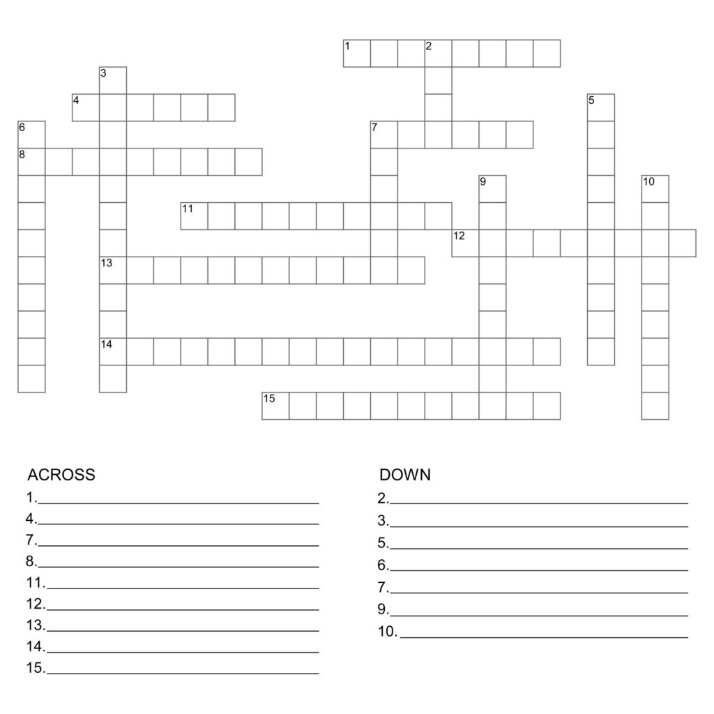 Printable Blank Crossword Puzzle Template Printable JD