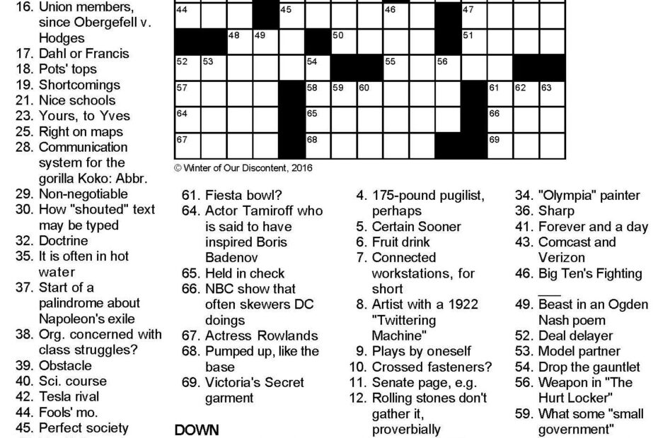 Printable Canadian Crossword Printable Crossword Puzzles