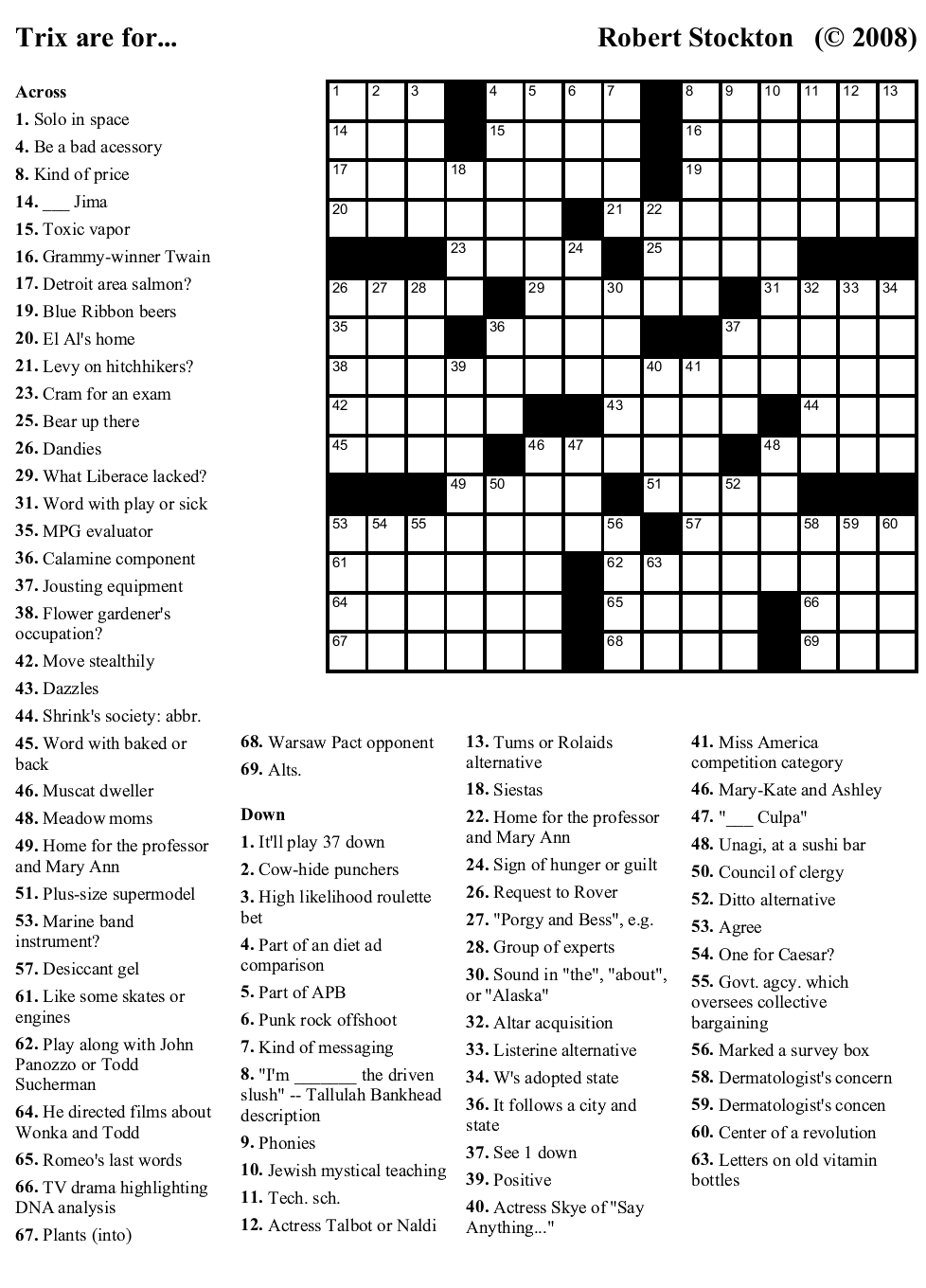 Printable Celebrity Crossword Puzzles Printable Crossword Puzzles
