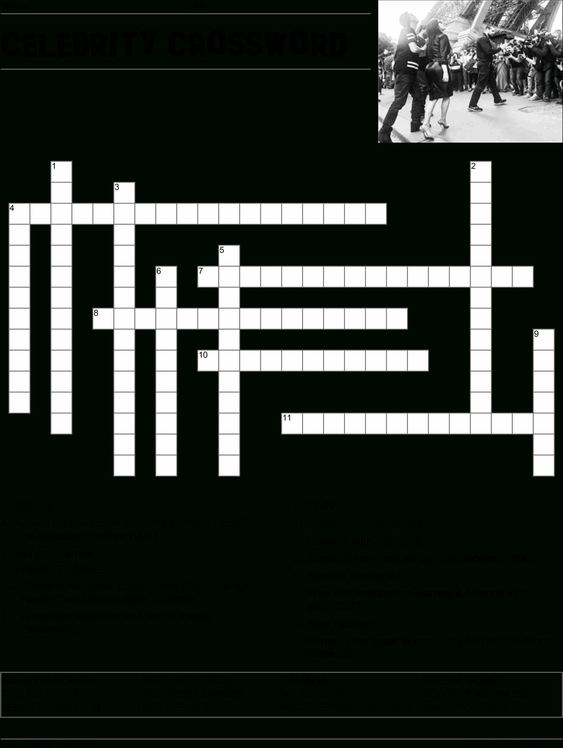 Printable Celebrity Crossword Puzzles Printable Crossword Puzzles