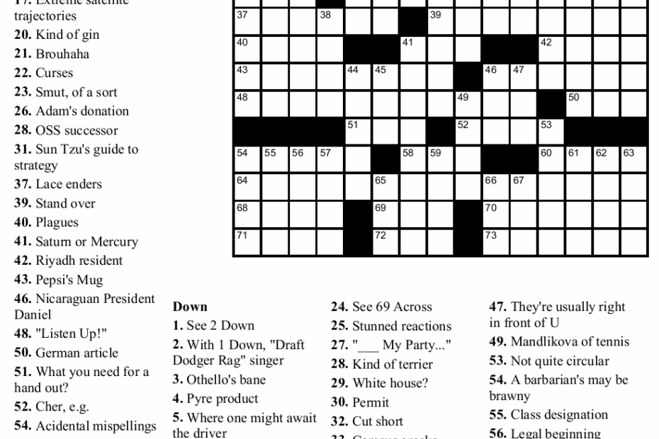 Printable Crossword Difficult Printable Crossword Puzzles