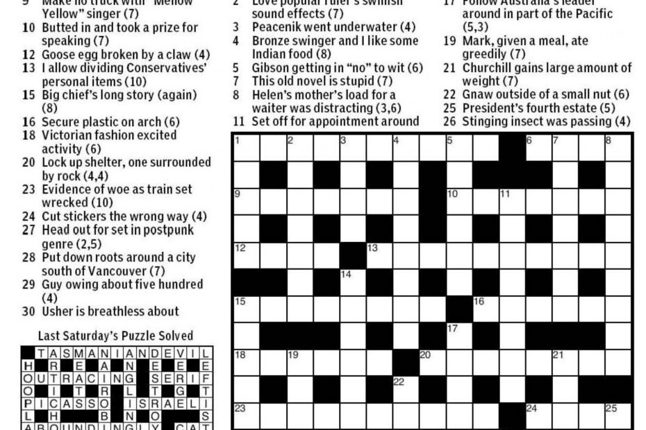 Printable Crossword La Times Printable Crossword Puzzles