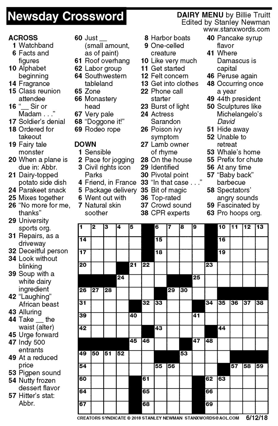 Printable Crossword Newsday Printable Crossword Puzzles