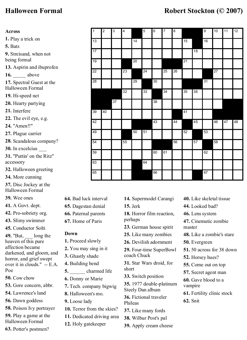 Printable Crossword Puzzles Challenging Printable Crossword Puzzles