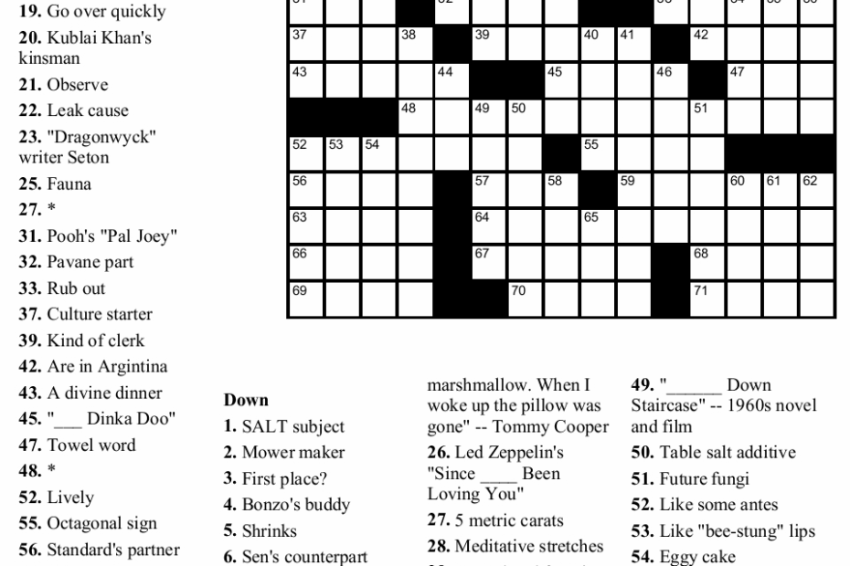Printable Crossword Puzzles Free Printable Crossword Puzzles For