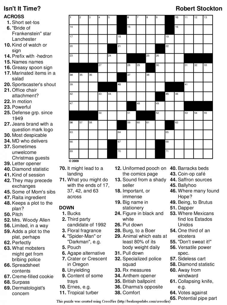 Printable Crossword Puzzles From Newspaper Printable Lab