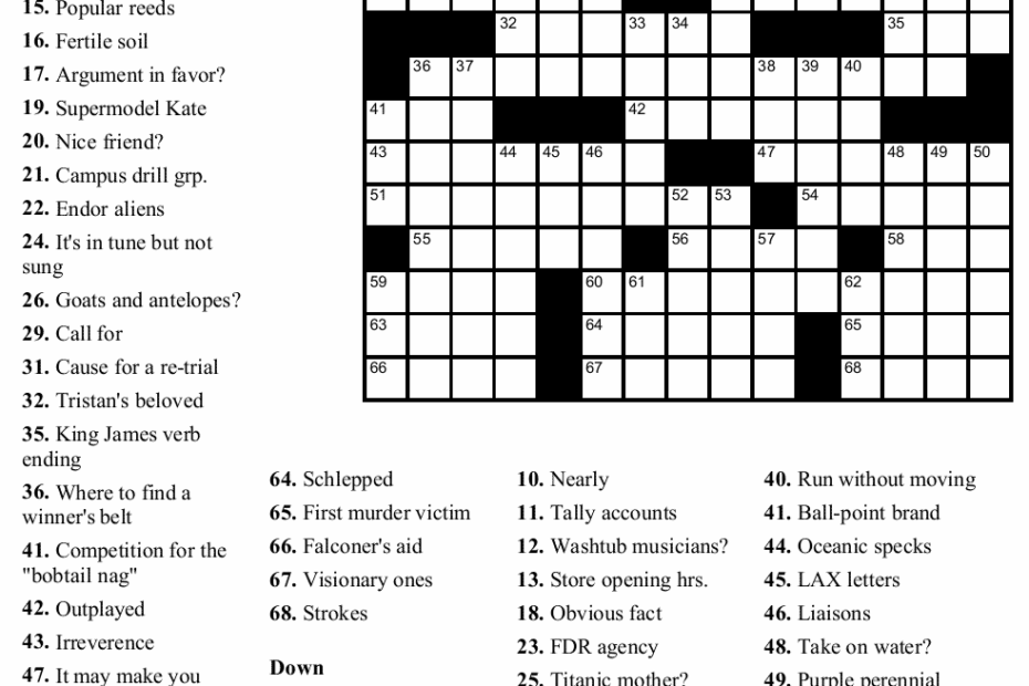 Printable Crossword Puzzles Solutions Printable Crossword Puzzles