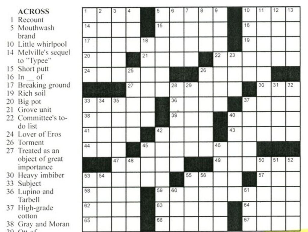 Printable Crossword Puzzles Universal Free Crossword Puzzles Printable