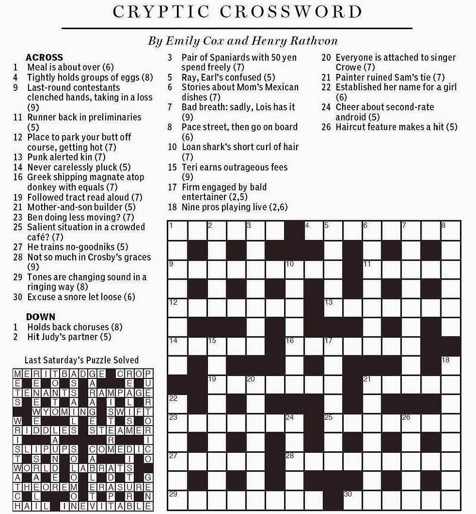Printable Cryptic Crosswords Printable Word Searches
