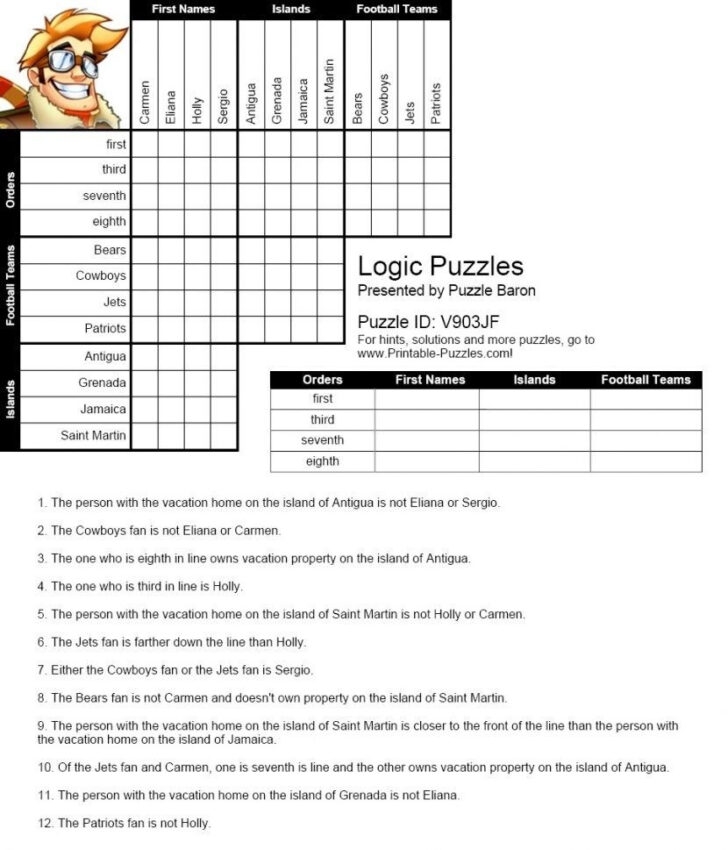 Printable Deduction Puzzles Printable Crossword Puzzles James 