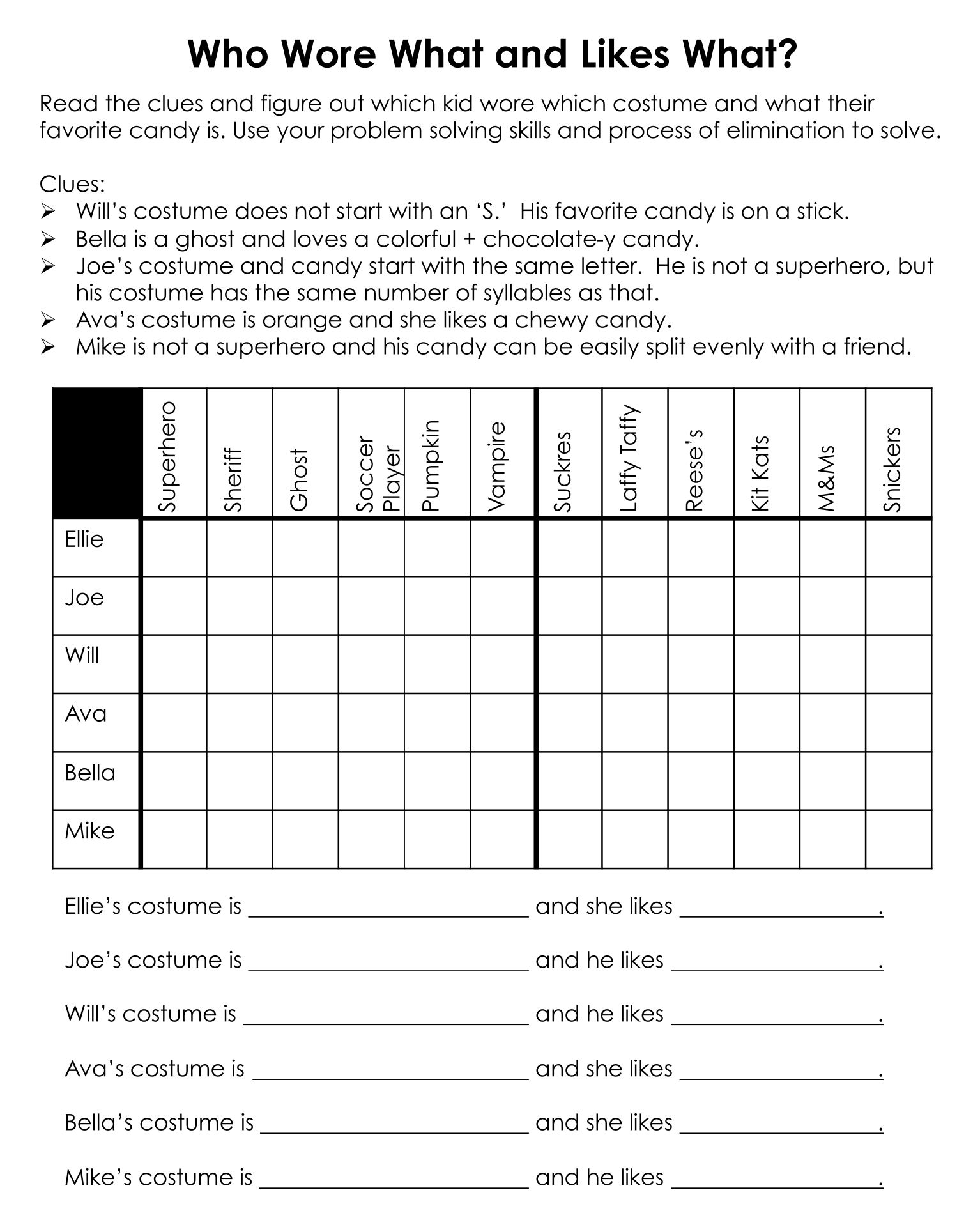 Printable Deduction Puzzles Printable JD