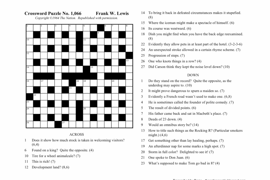 Printable Diagramless Crossword Puzzles Printable Crossword Puzzles