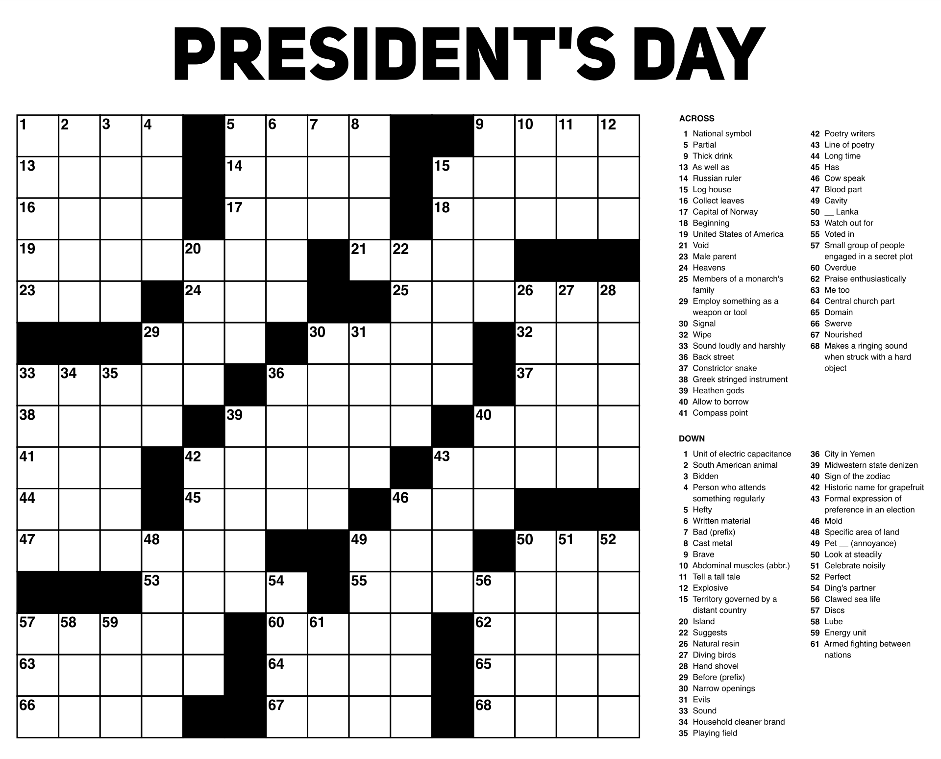 Printable Easy Crossword Puzzles