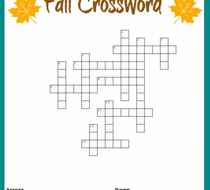 Printable Fall Crossword Puzzles Free Crossword Puzzles Printable