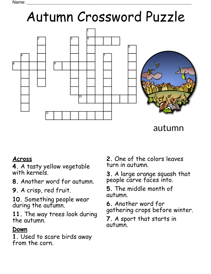 Printable Fall Crossword Puzzles Printable Words Worksheets