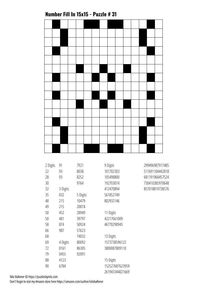 Printable Fill In Number Puzzles