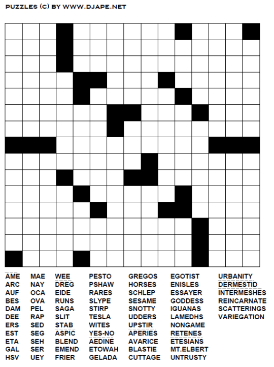 Printable Fill In Word Puzzles