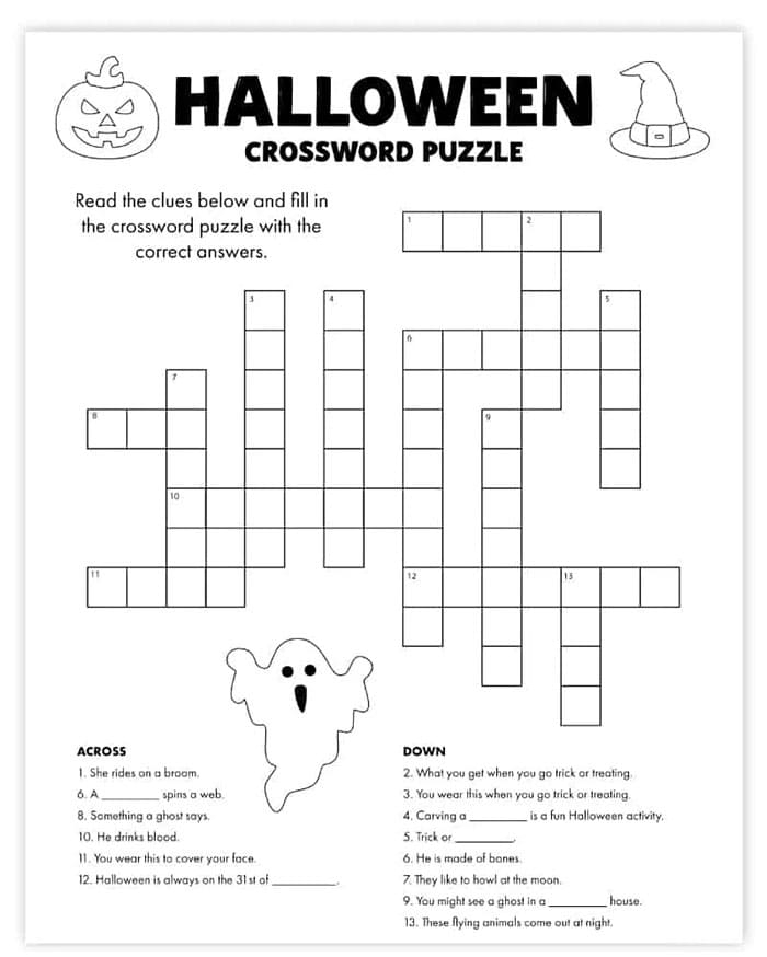 Printable Free Halloween Crossword Puzzles Free Download And Print 