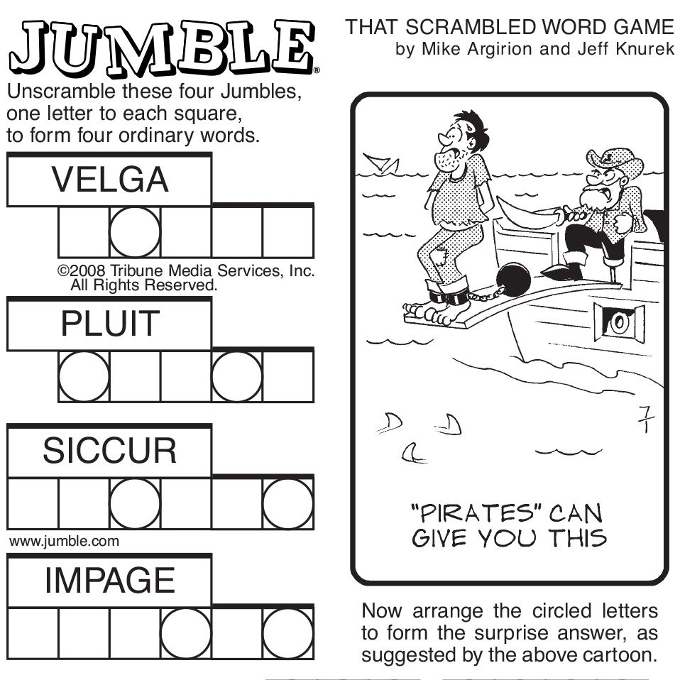 Printable Jumble Puzzle For Today