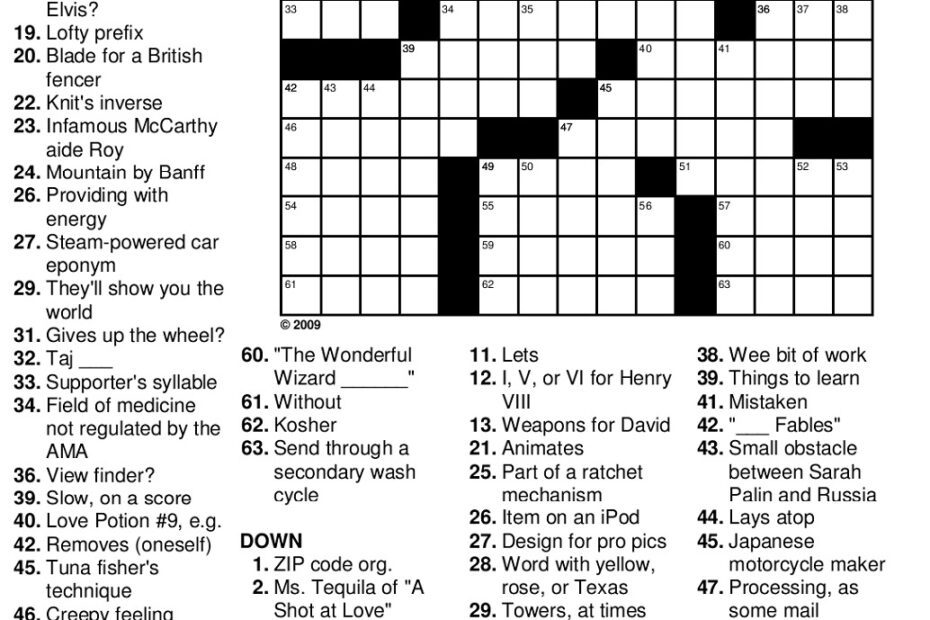 Printable Large Print Easy Crosswords Seniors Printable JD