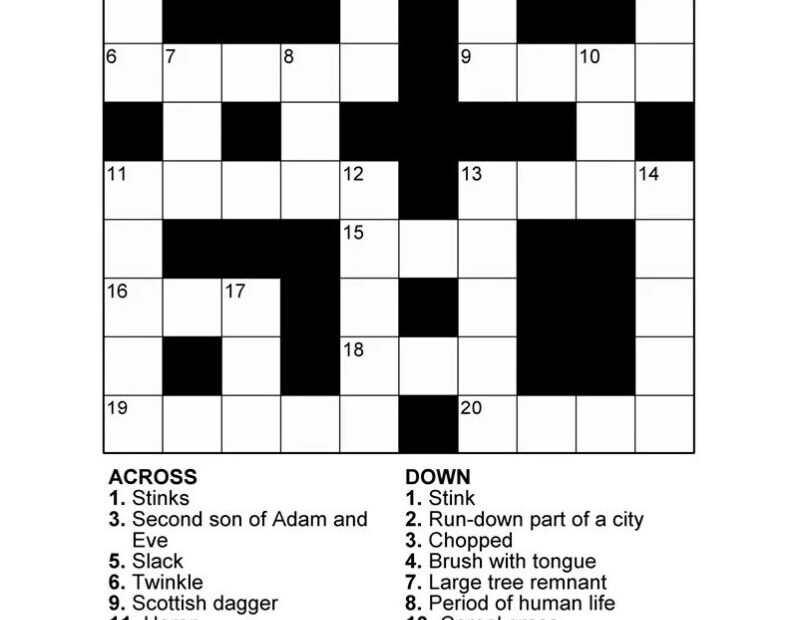 Printable Large Print Easy Crosswords Seniors Printable JD