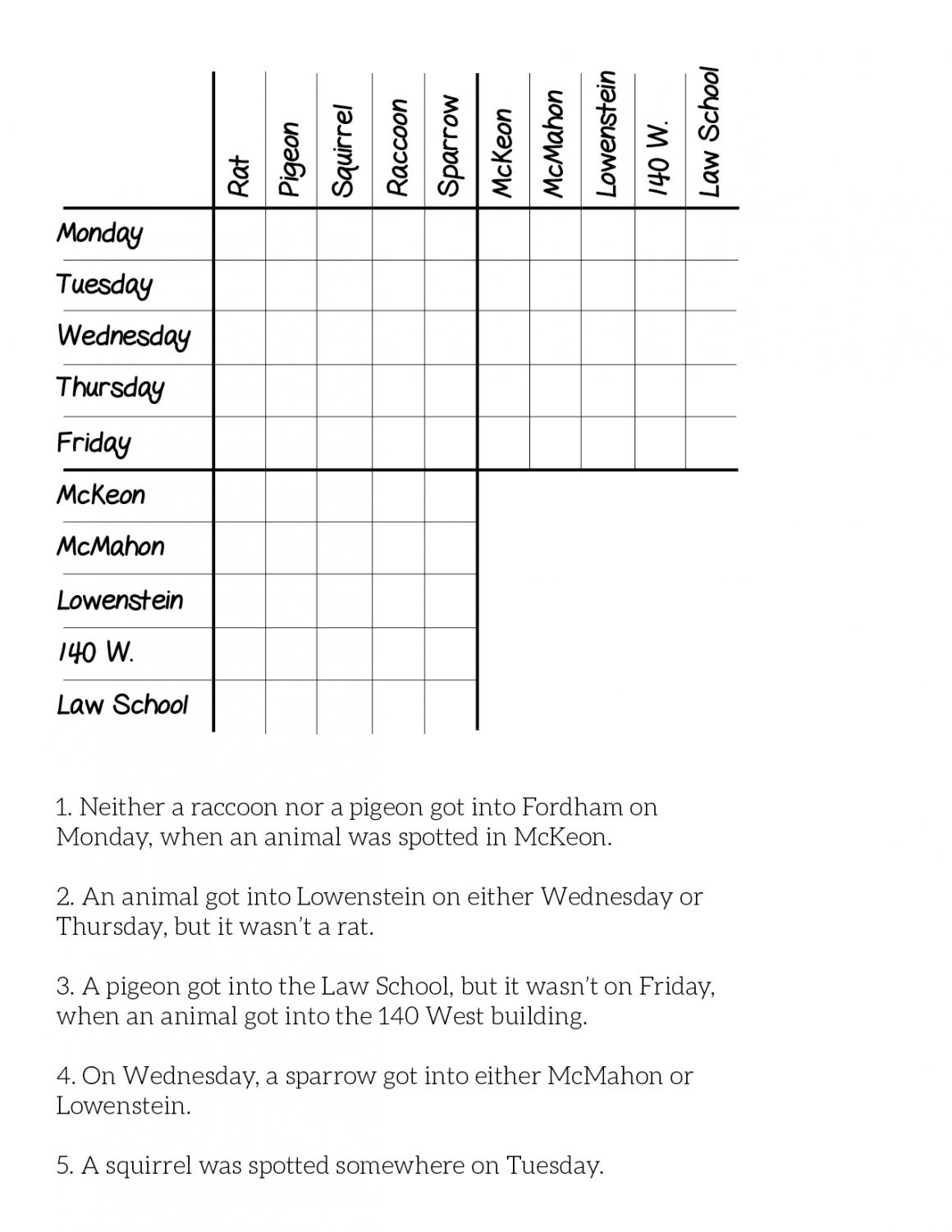 Printable Logic Grid Puzzles Printable Calendars AT A GLANCE