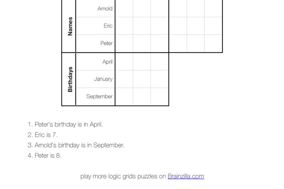 Printable Logic Puzzle Grid Printable Crossword Puzzles