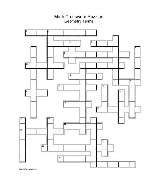 Printable Math Crossword Puzzles Pdf Printable Templates