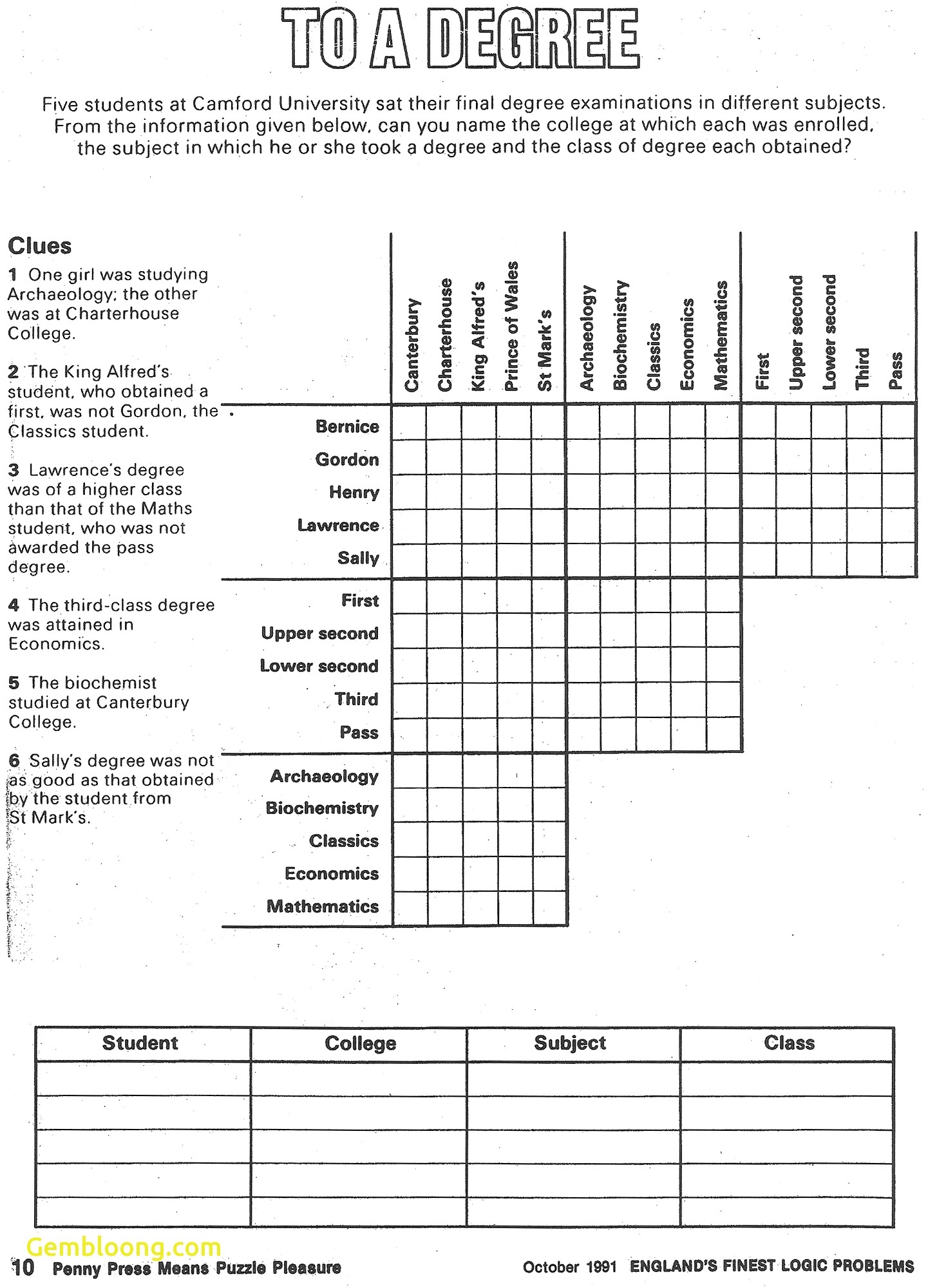 Printable Mind Puzzles