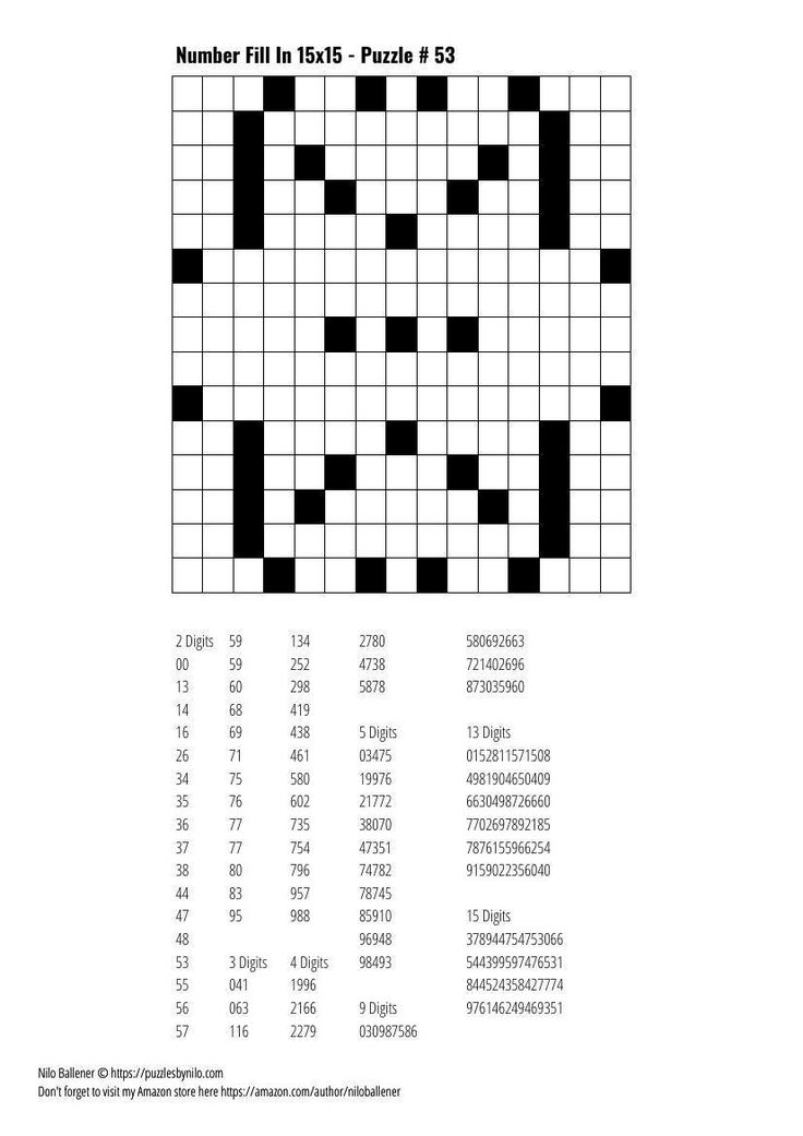 Printable Number Fill In Crosswords Withpoliz