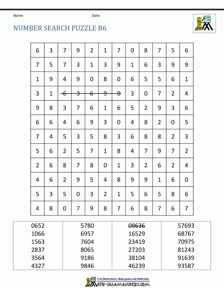 Printable Number Puzzles