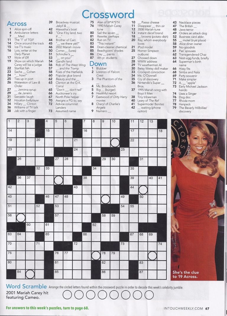 Printable People Magazine Crossword Puzz Printable People Crossword 