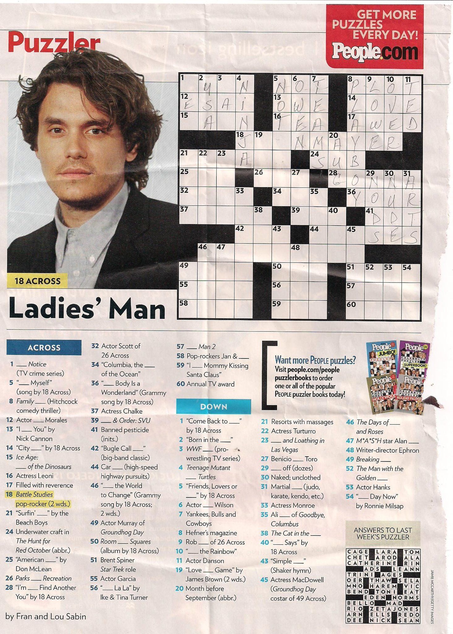 Printable People Magazine Crossword Puzzles Printable Crossword Puzzles