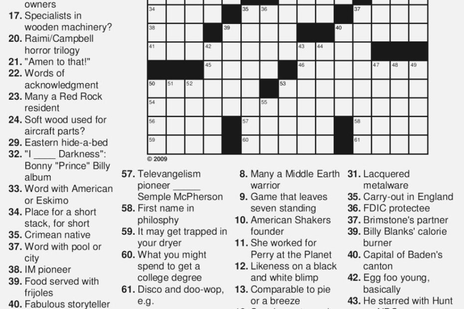 Printable Premier Crossword Puzzle Printable Crossword Puzzles