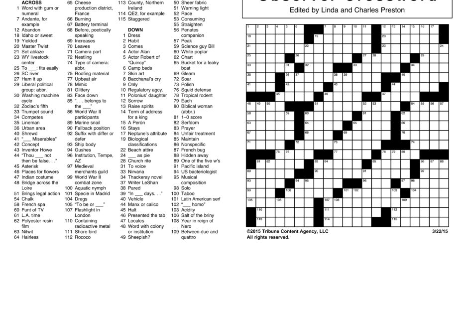 Printable Puzzles Adults Printable Crossword Puzzles