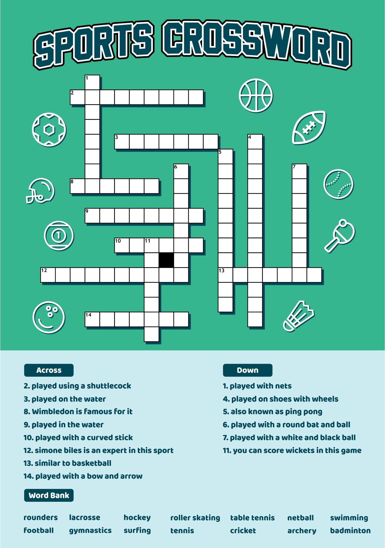 Printable Sports Crossword Puzzles Free Printable Templates