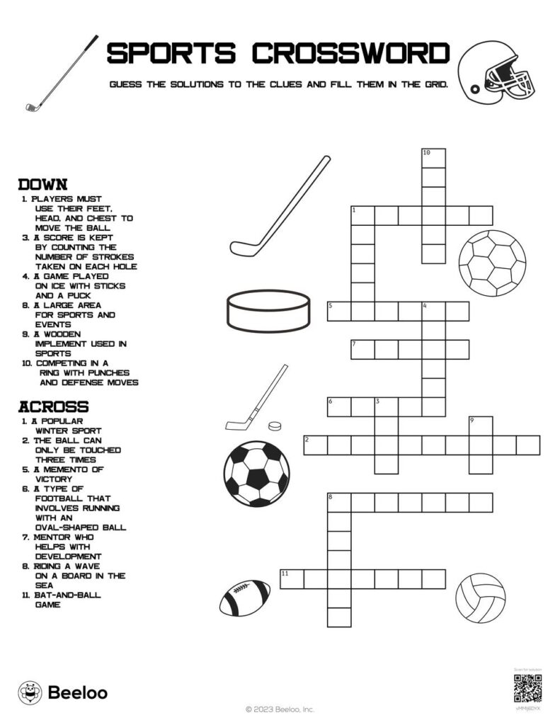 Printable Sports Related Crossword Puzzles Free Crossword Puzzles 