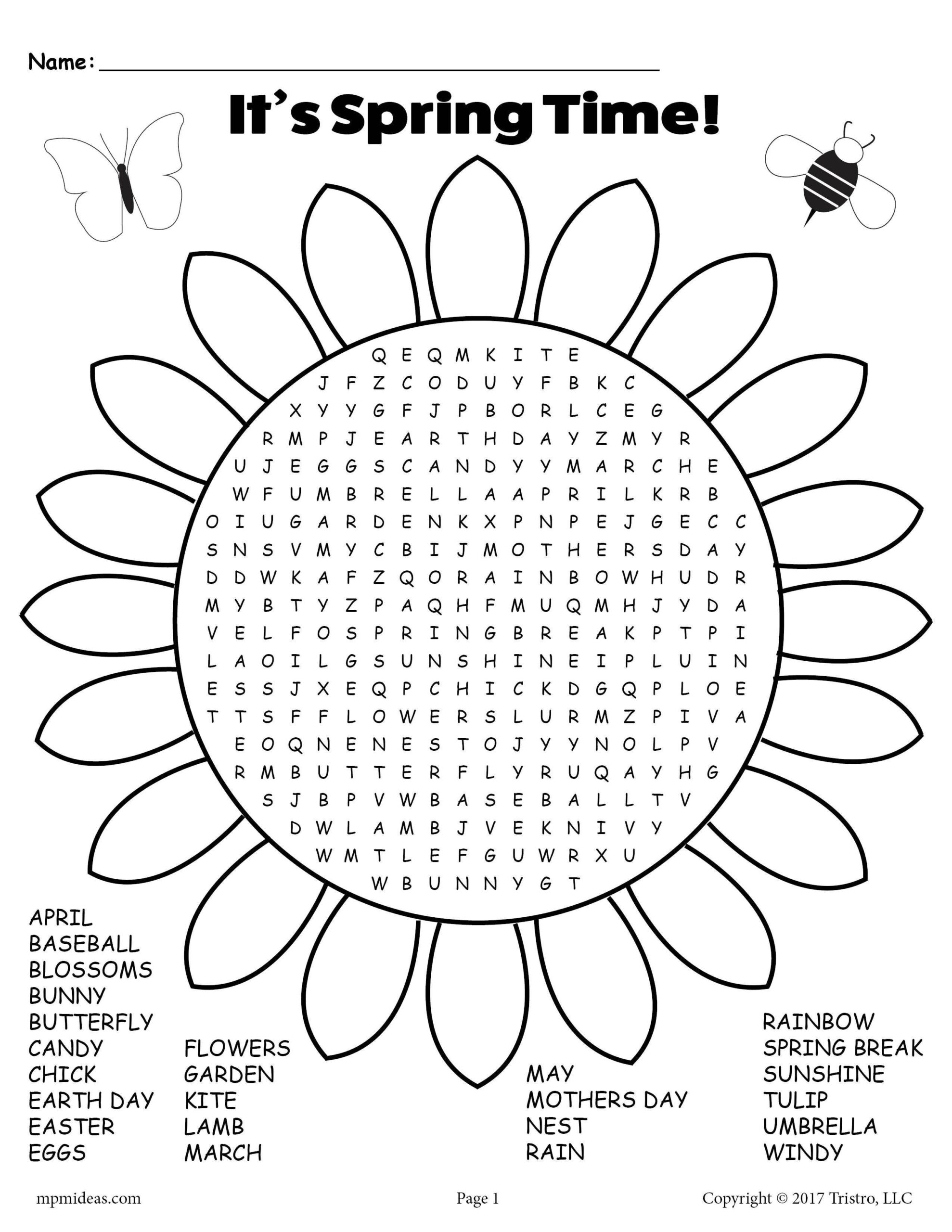 Printable Spring Word Puzzles
