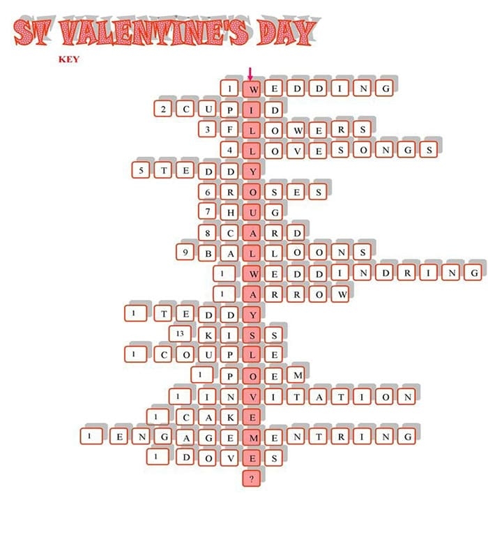 Printable St Valentine Crossword Puzzles Free Download And Print For You 