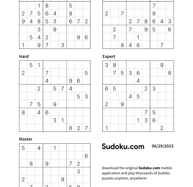 Printable Sudoku Puzzles For Free Sudoku