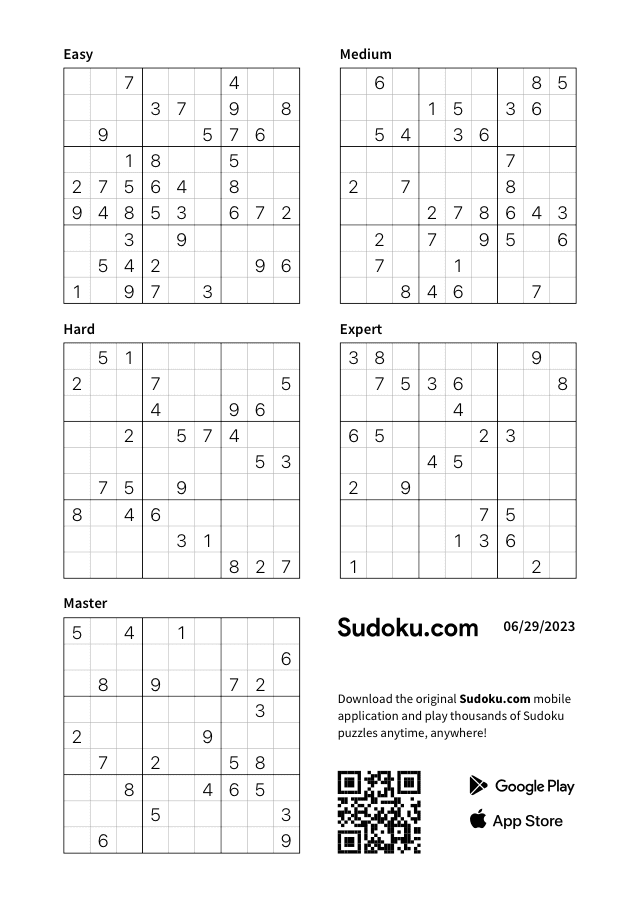 Printable Sudoku Puzzles For Free Sudoku