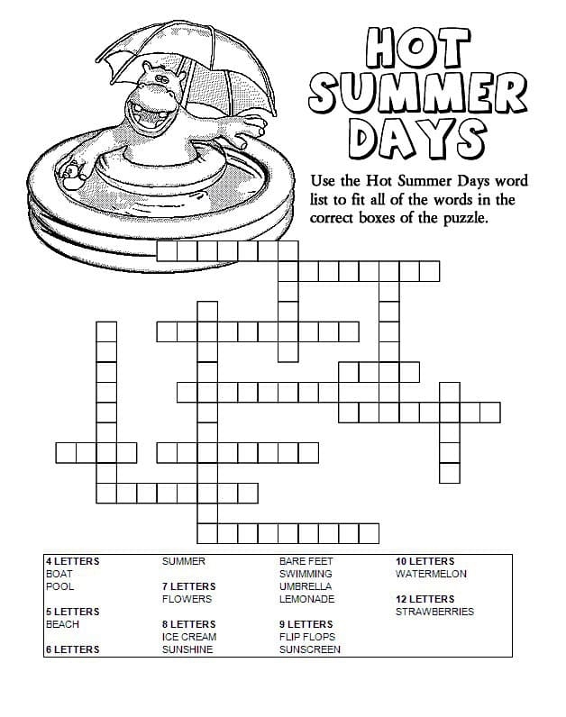 Printable Summer Crossword Puzzles Difficult Free Download And Print 